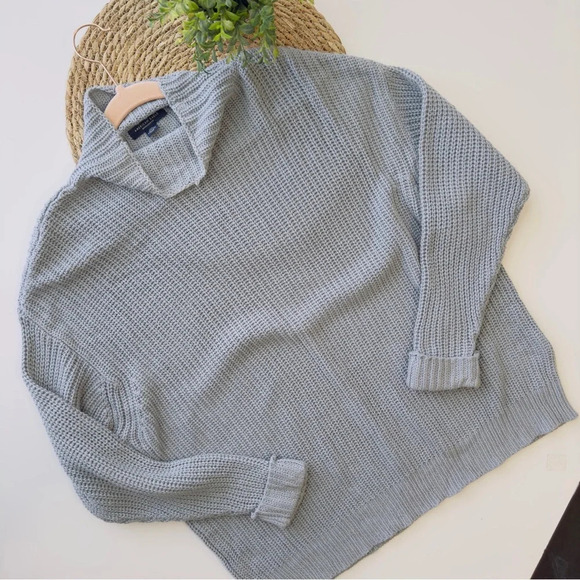 AMERICAN EAGLE‎ Light Blue Knit Mock Neck Sweater Size S\XS - Picture 6 of 13